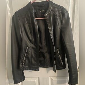 Express black leather feel jacket